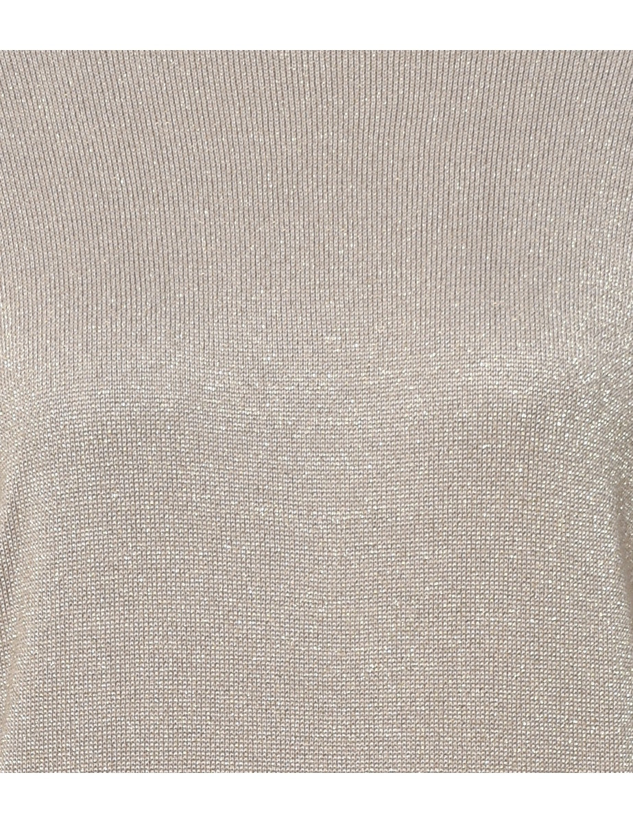 Lurex Thread Pattern Turtleneck Jumper - L