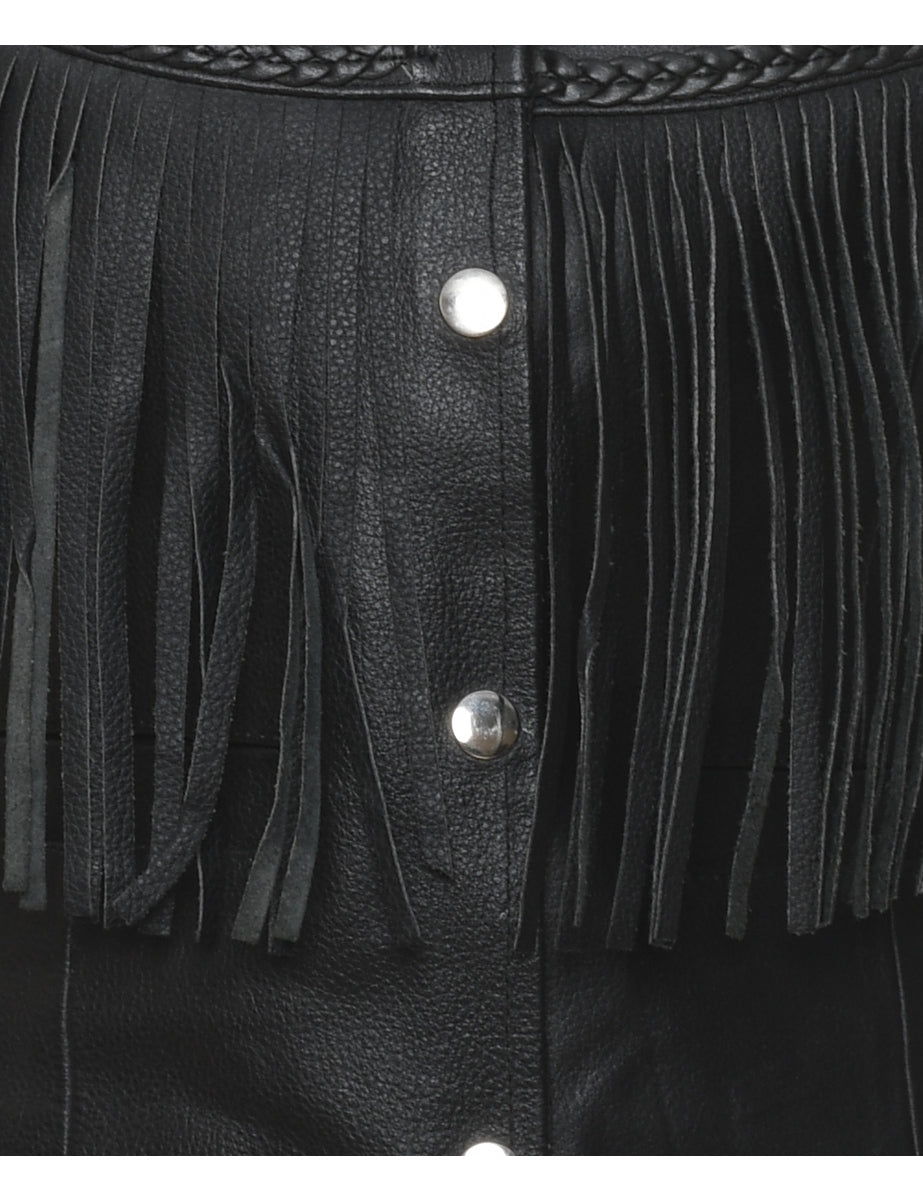 Leather Fringed Waistcoat - M