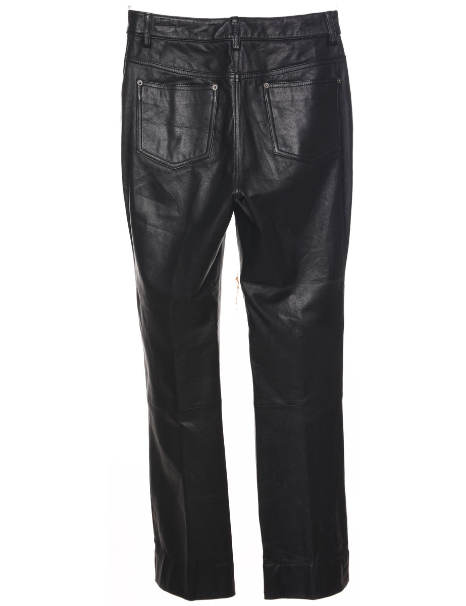 Black Leather Trousers - W29 L32