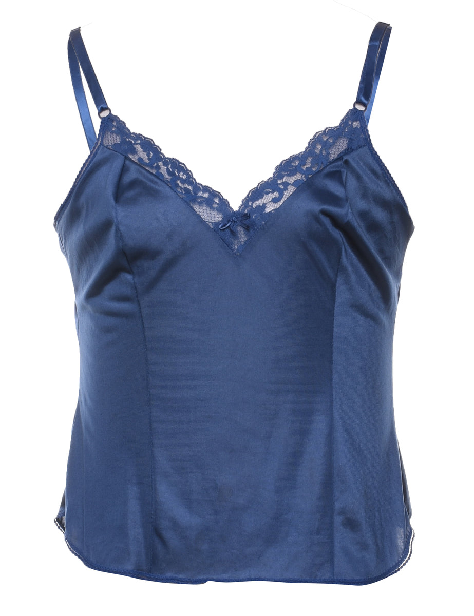 Navy Lace Trim Camisole - S