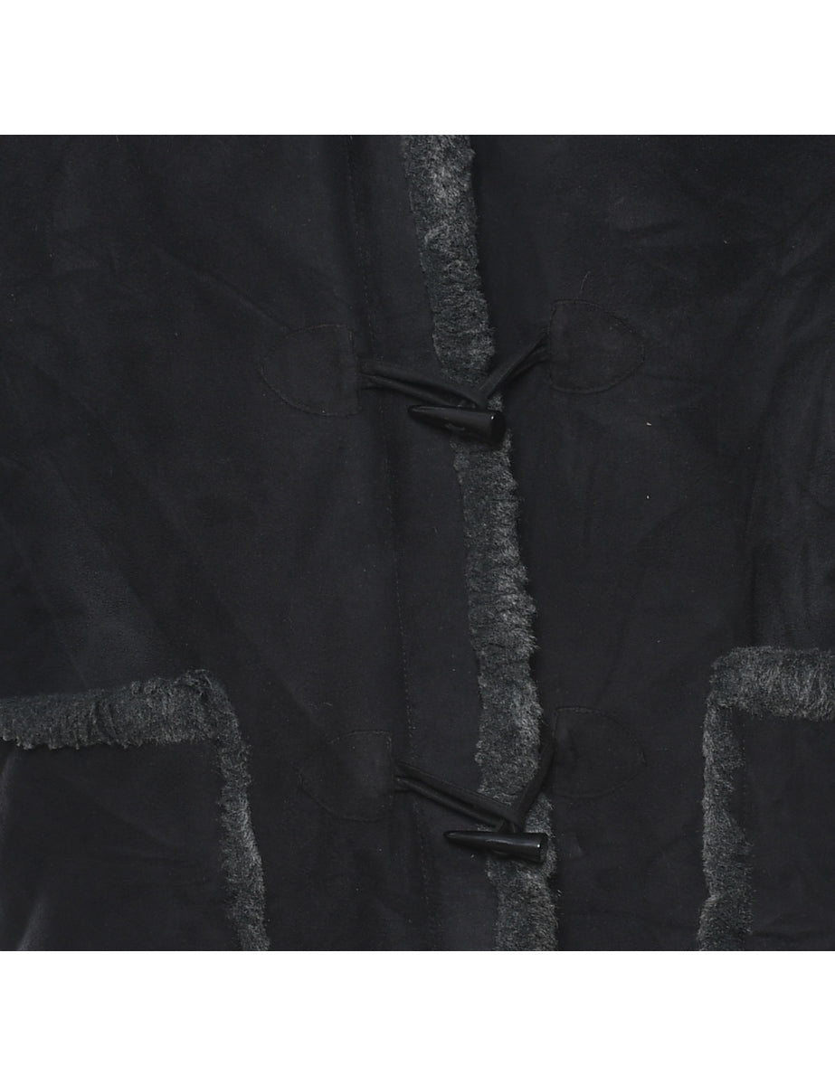 Hooded Black Coat - XL