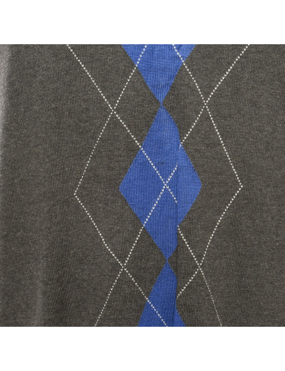 Argyle Black Jumper - XL