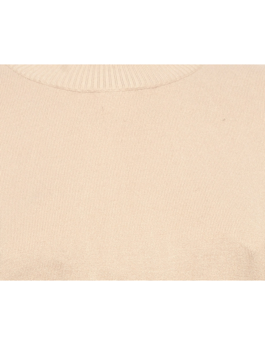 Brown Short Sleeve Jumper - M