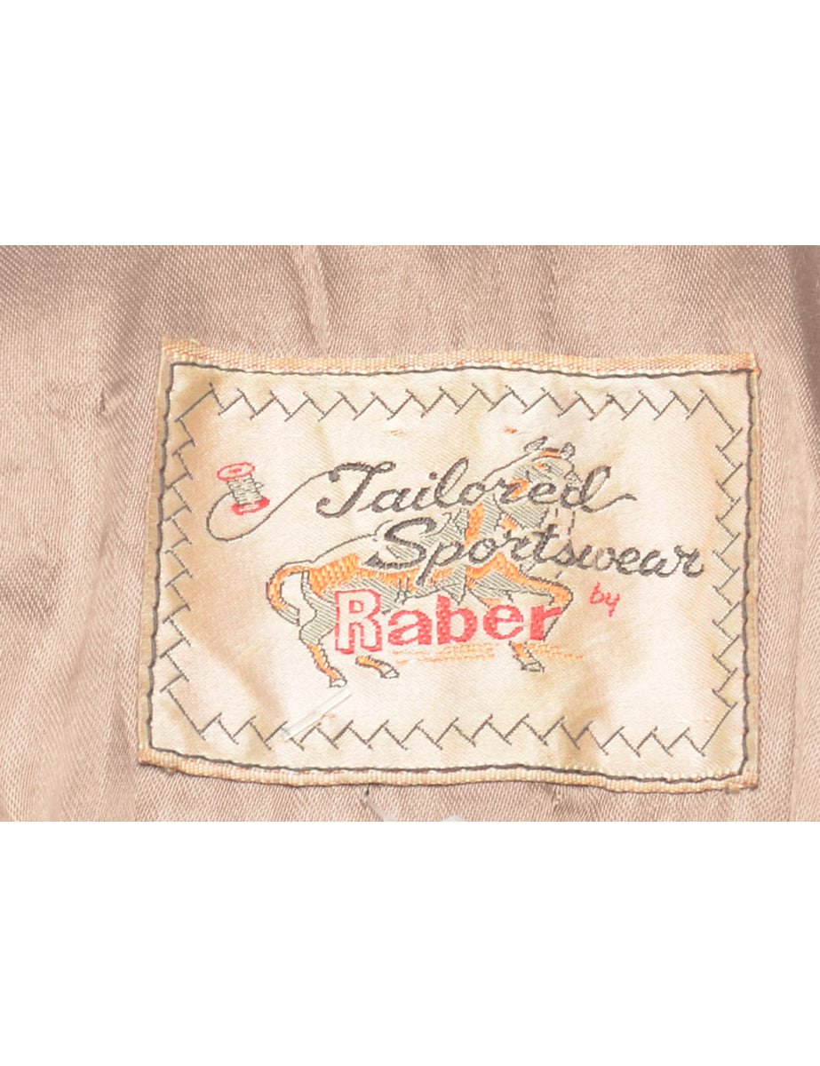 Double Breasted Brown Leather Jacket - S