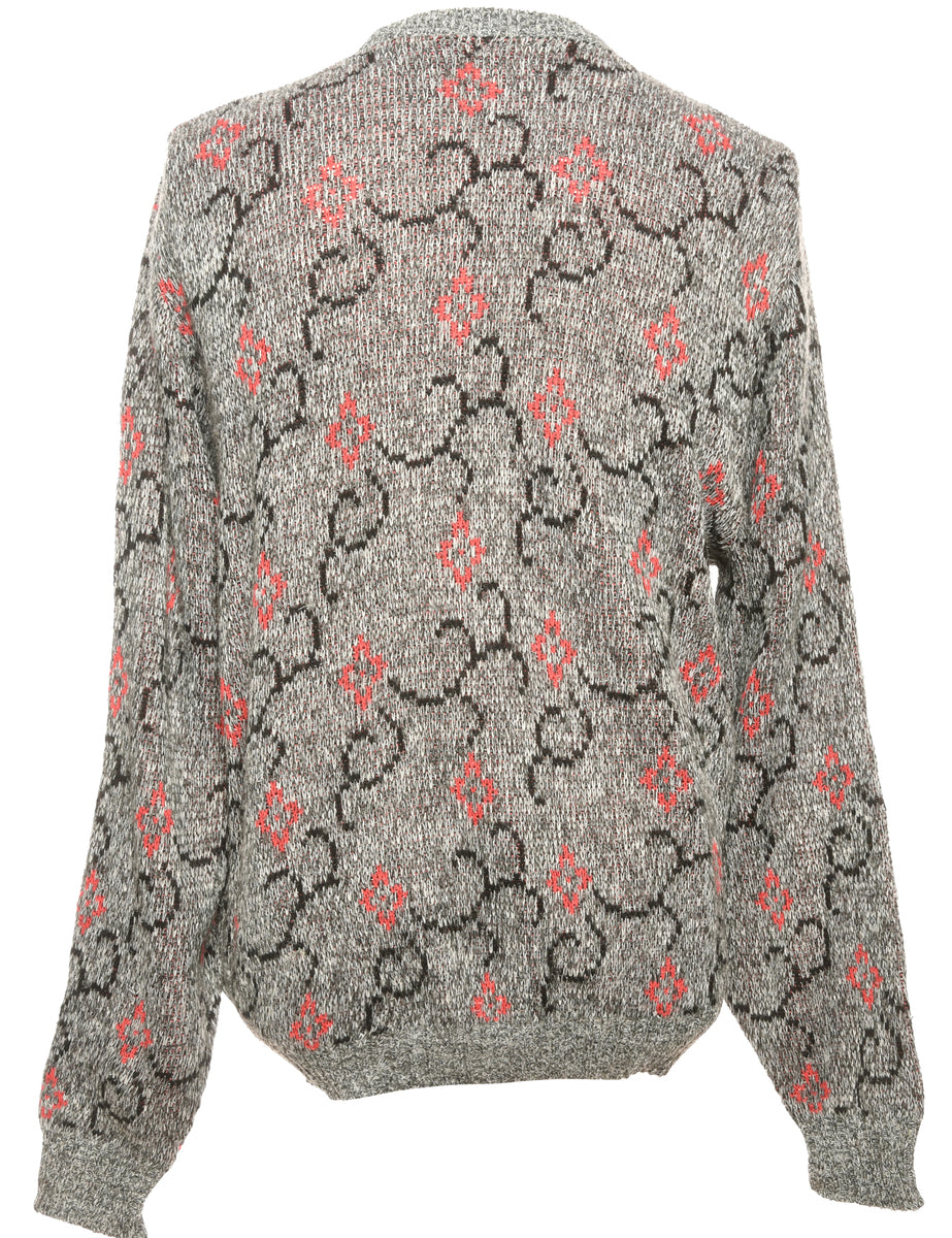 Patterned Grey Jumper - M