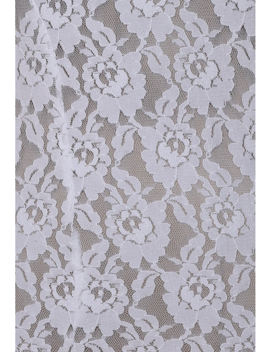 White Sheer Effect Lace Slip - S