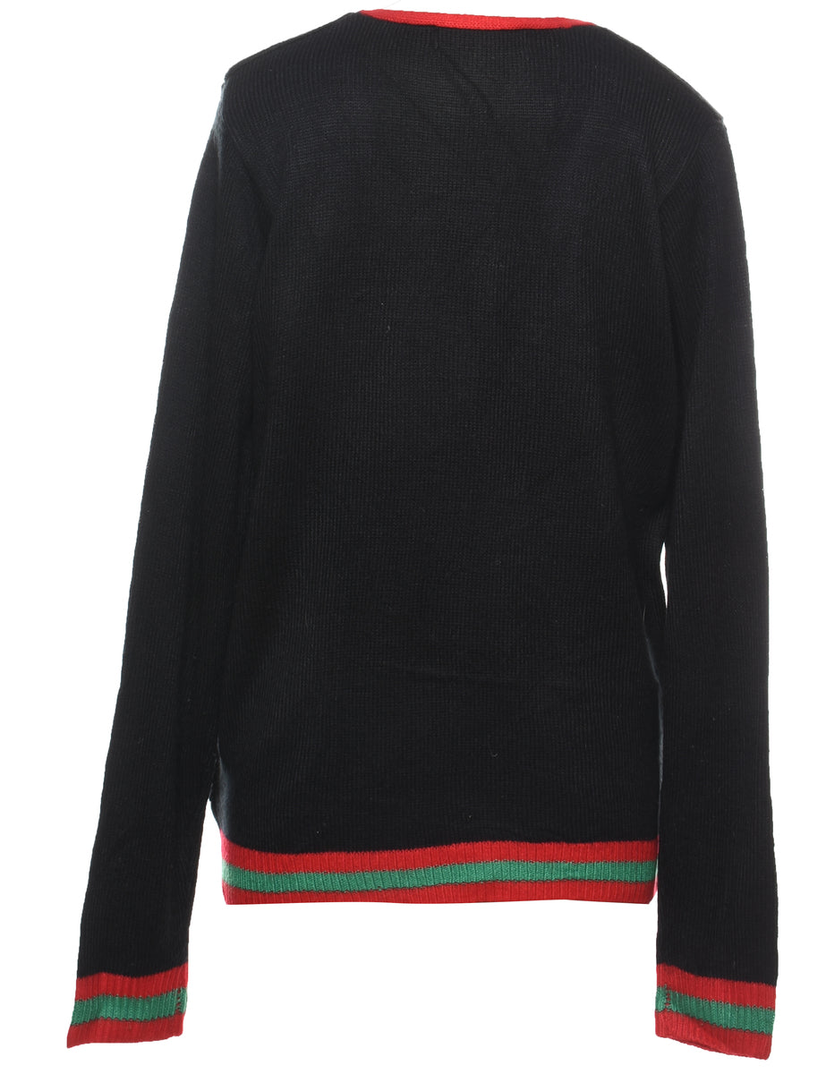 Festive Holly Design Christmas Cardigan - M