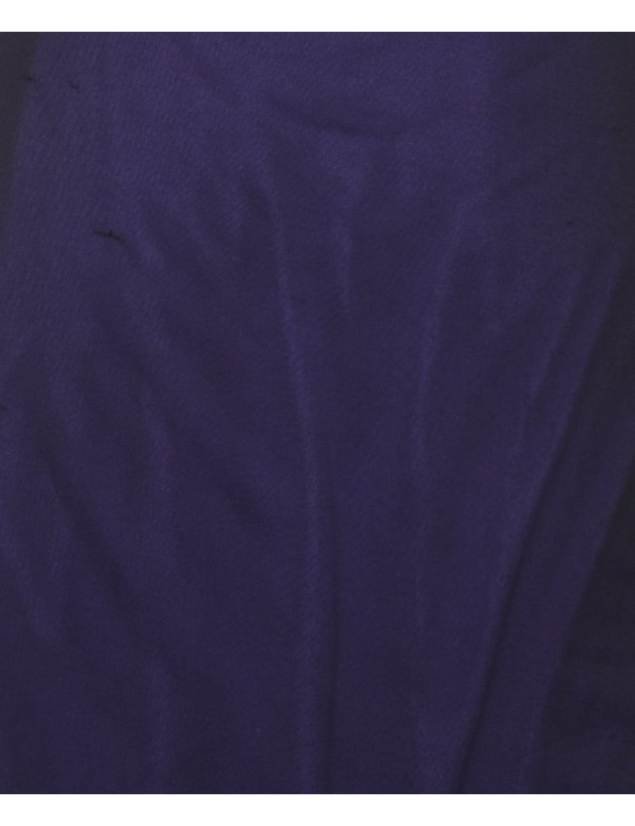 One Shouldered Purple & Black 1990s Evening Dress - XS