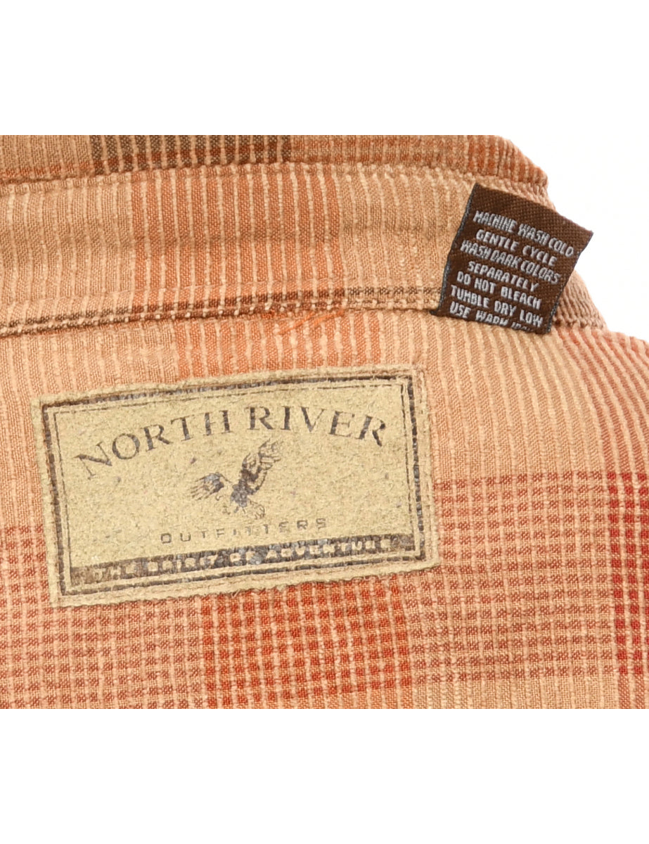 Orange & Light Brown Checked Shirt - M
