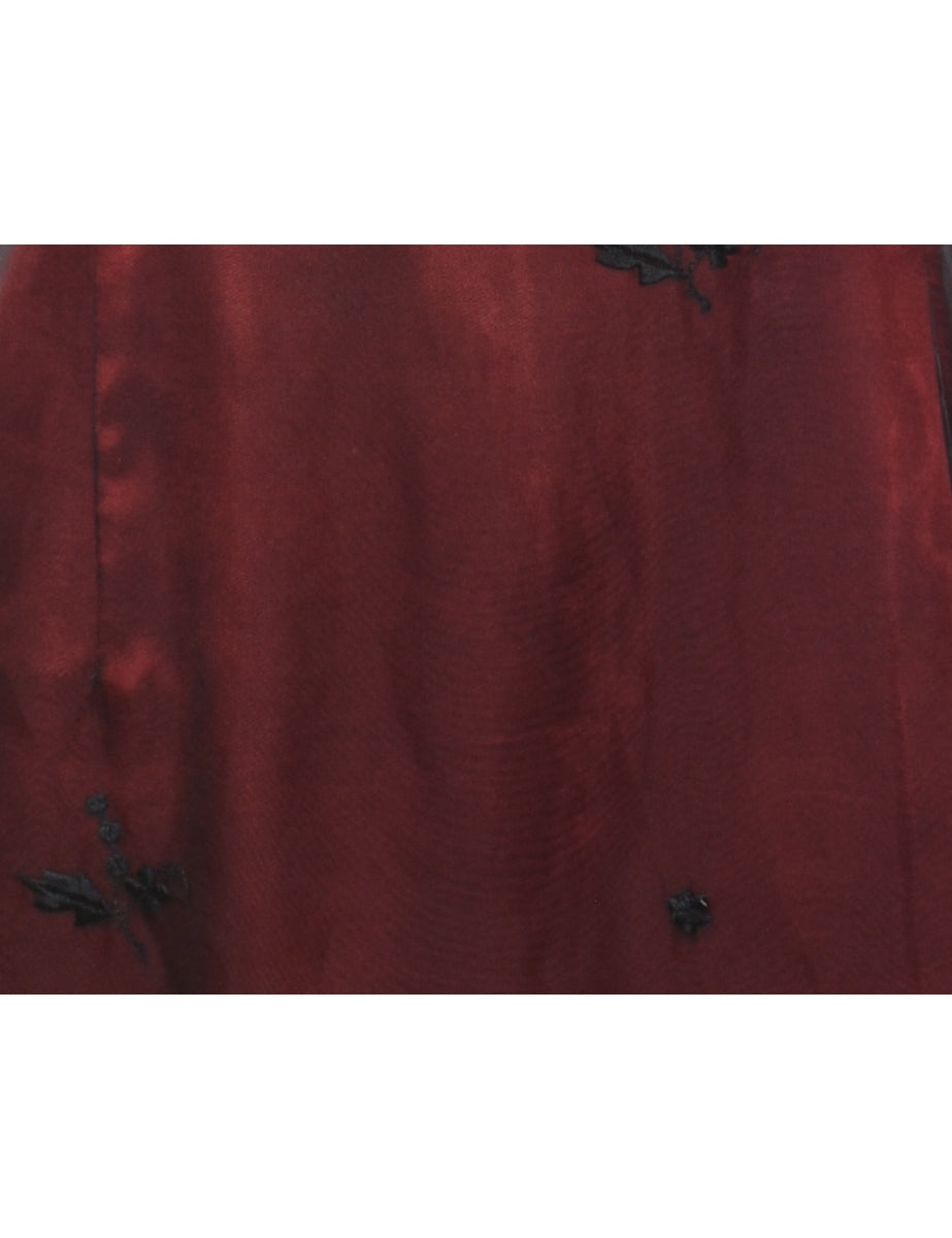 Maroon 1990s Evening Dress - M