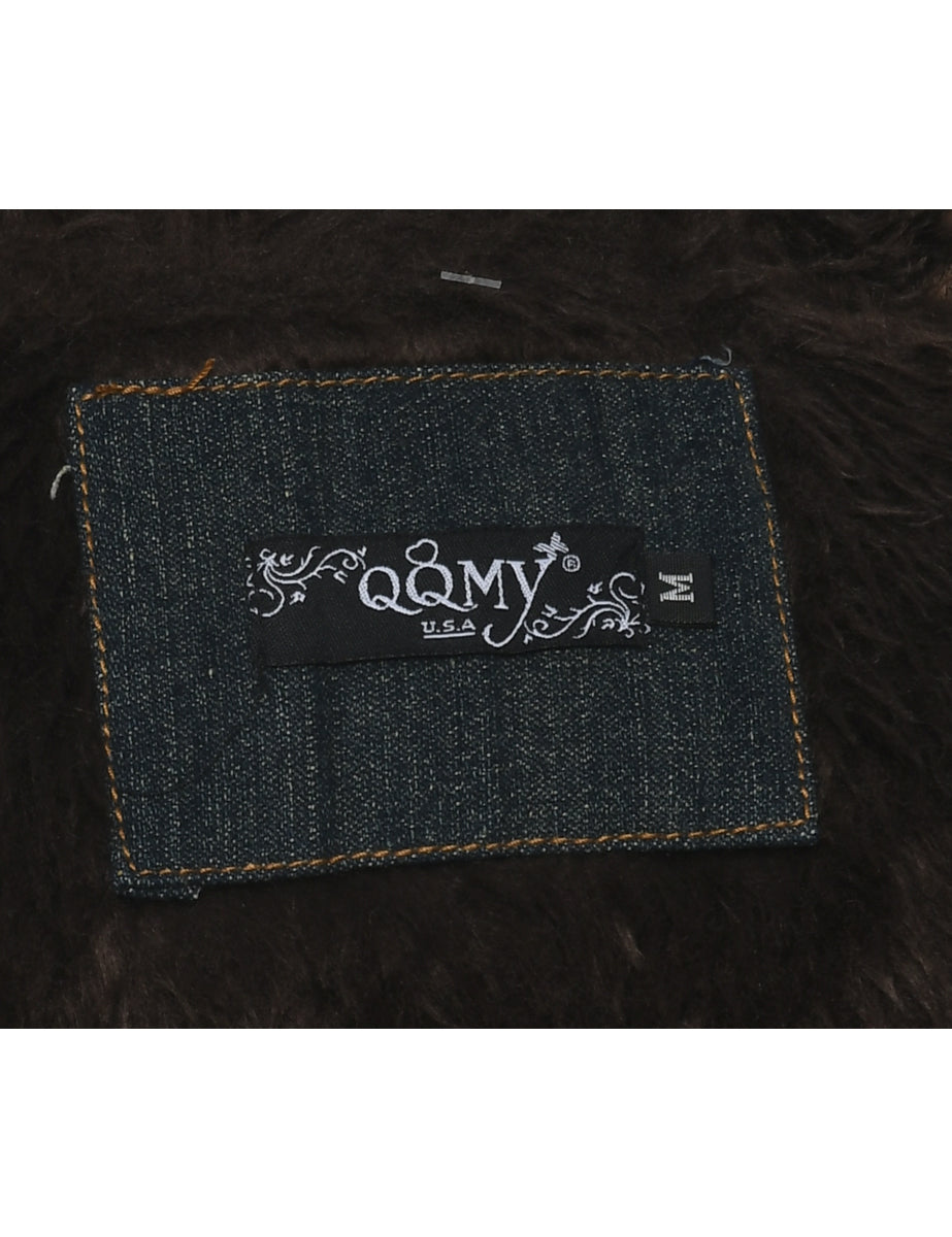 Indigo Shearling Y2K Denim Jacket - L
