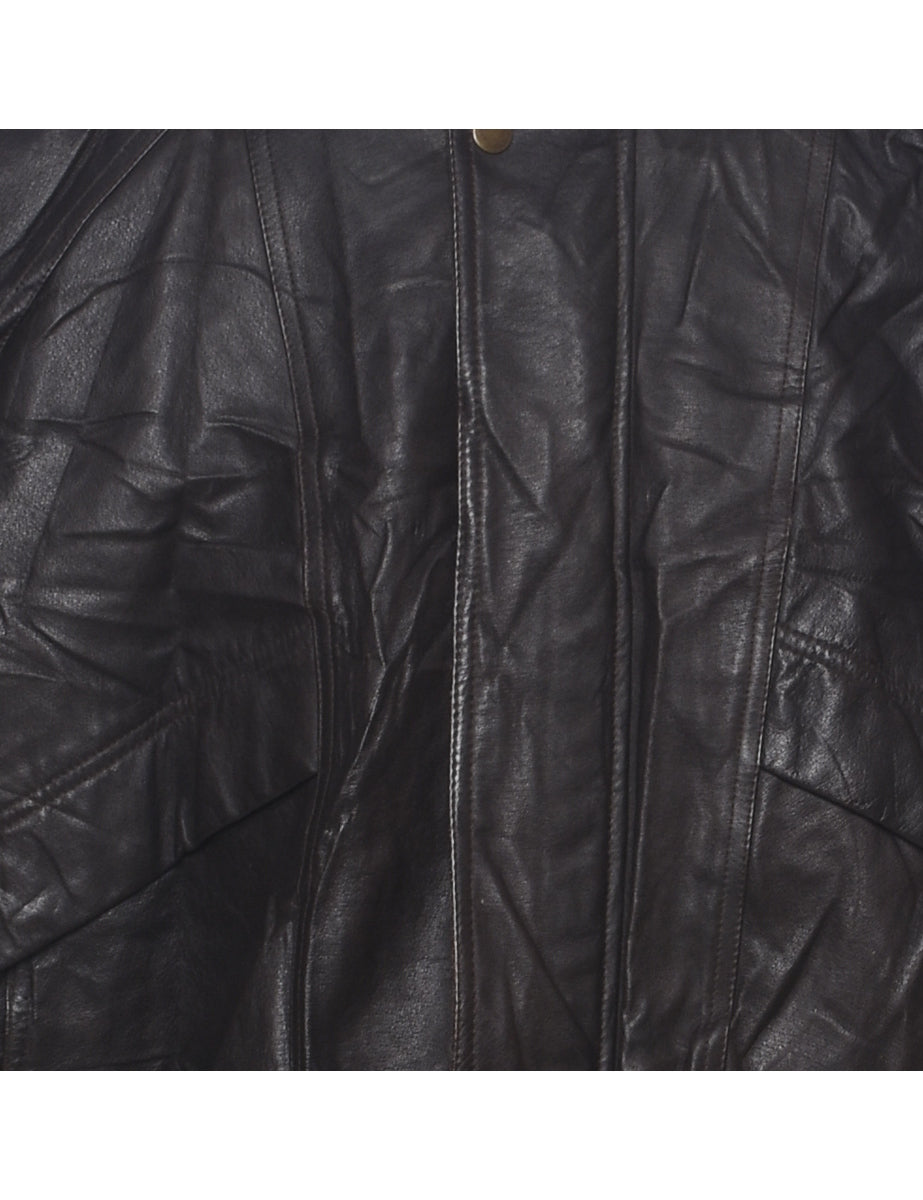 Dark Brown Leather Jacket - L