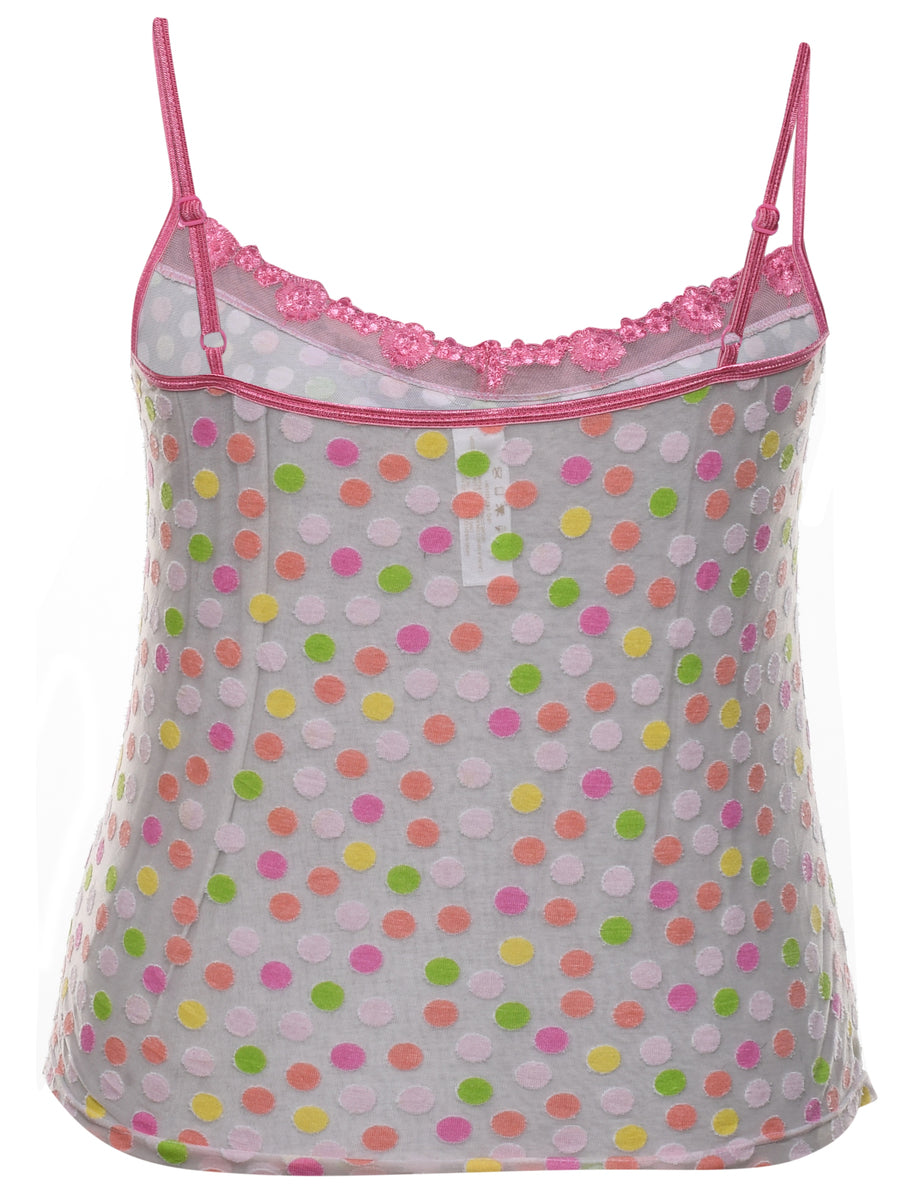 Sheer Multi-Colour Polka Dot Design Cami Top - M