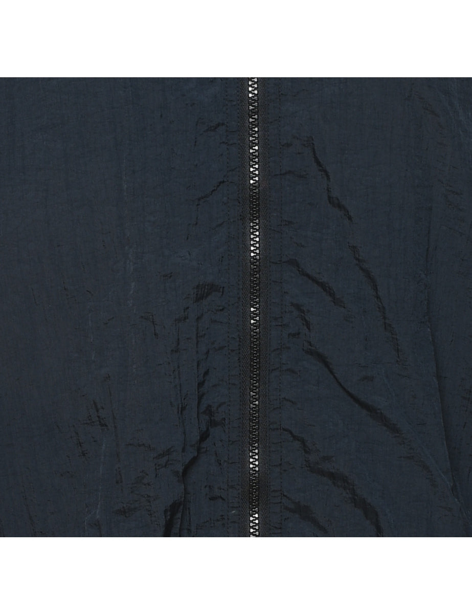 Navy Blue & Grey Contrast Panel Nylon Jacket - L