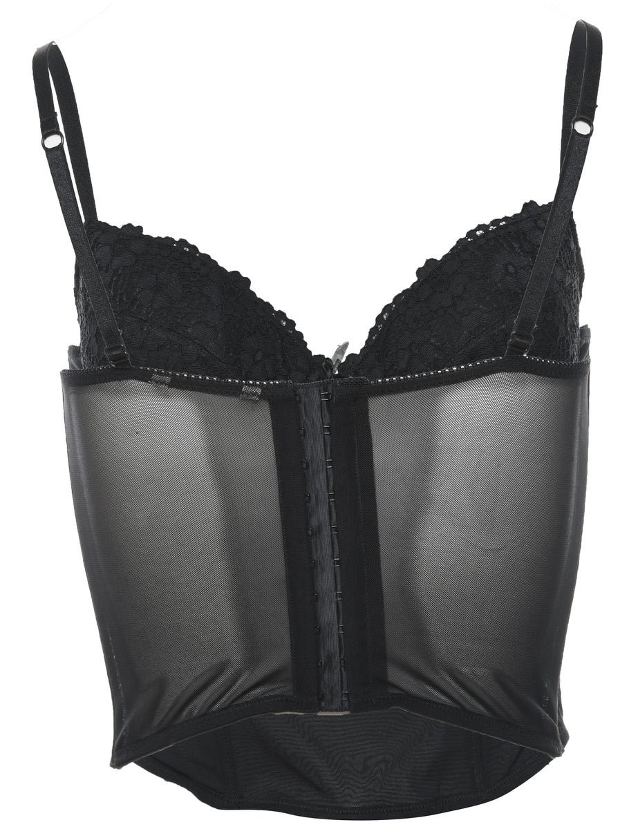 Sheer Black Bustier Top - S