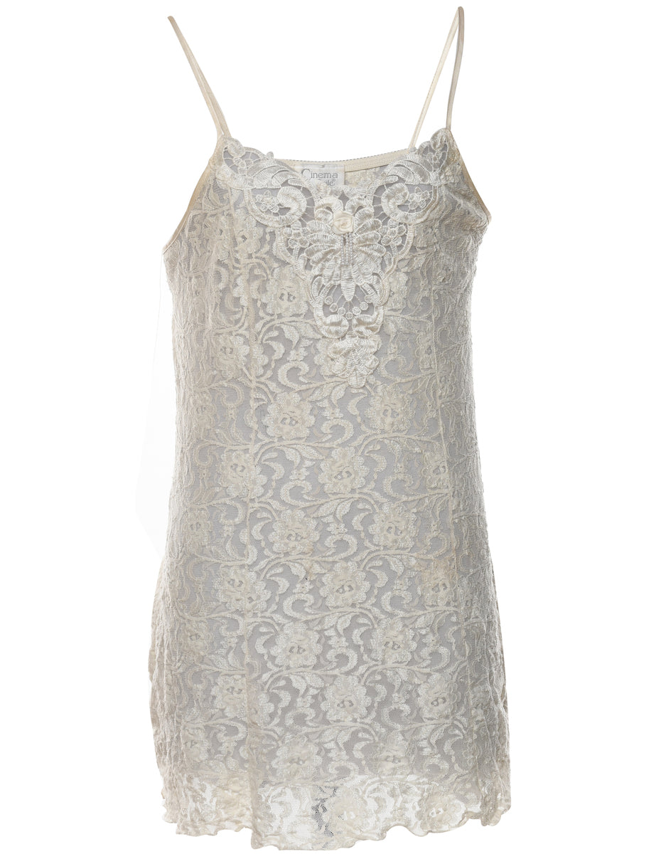 Off-White Strappy Slip Dress - L
