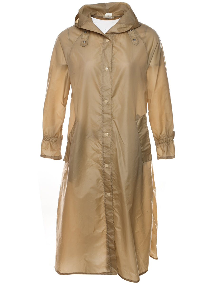 Beige Hooded Nylon Jacket - XS