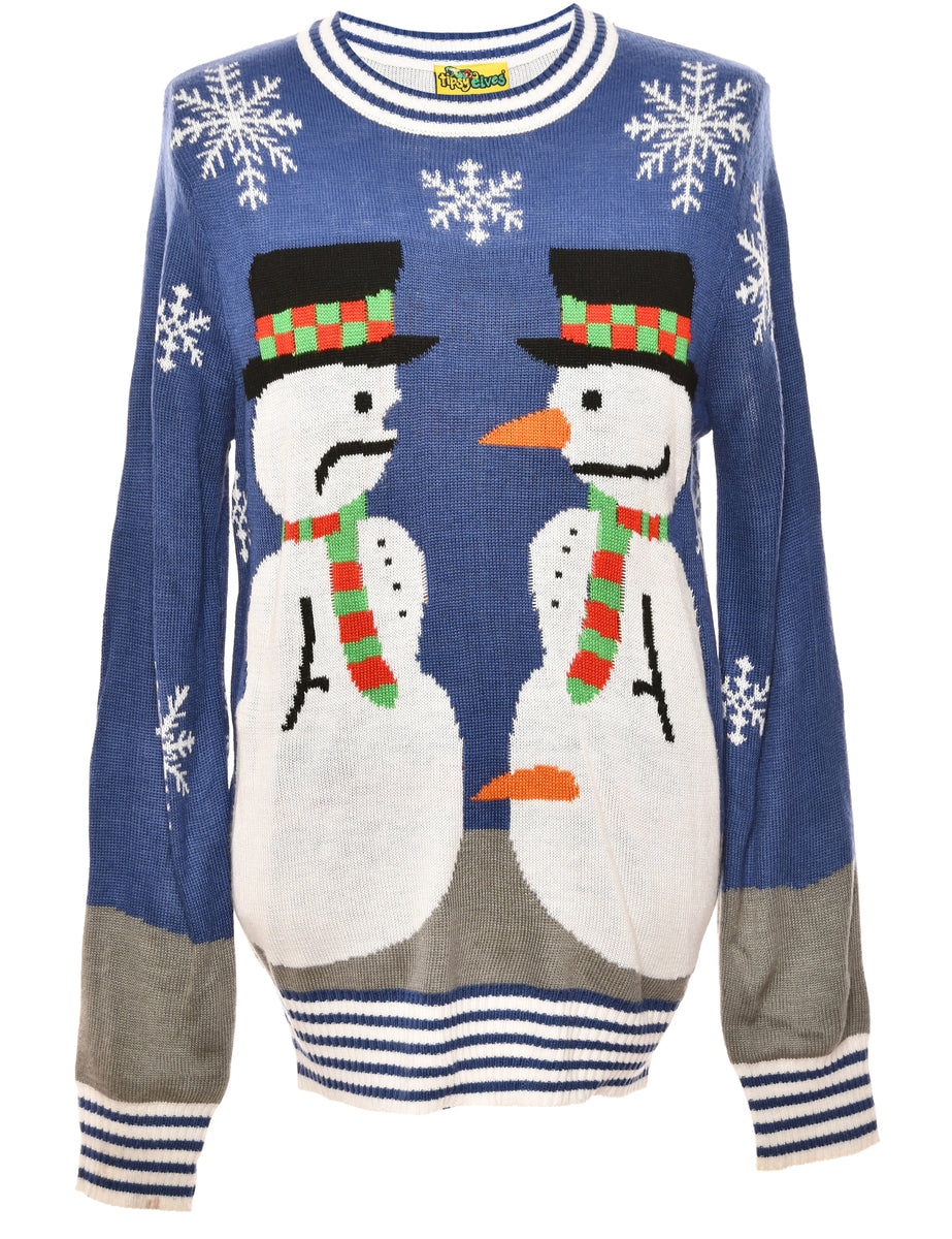 Navy Christmas Jumper - M