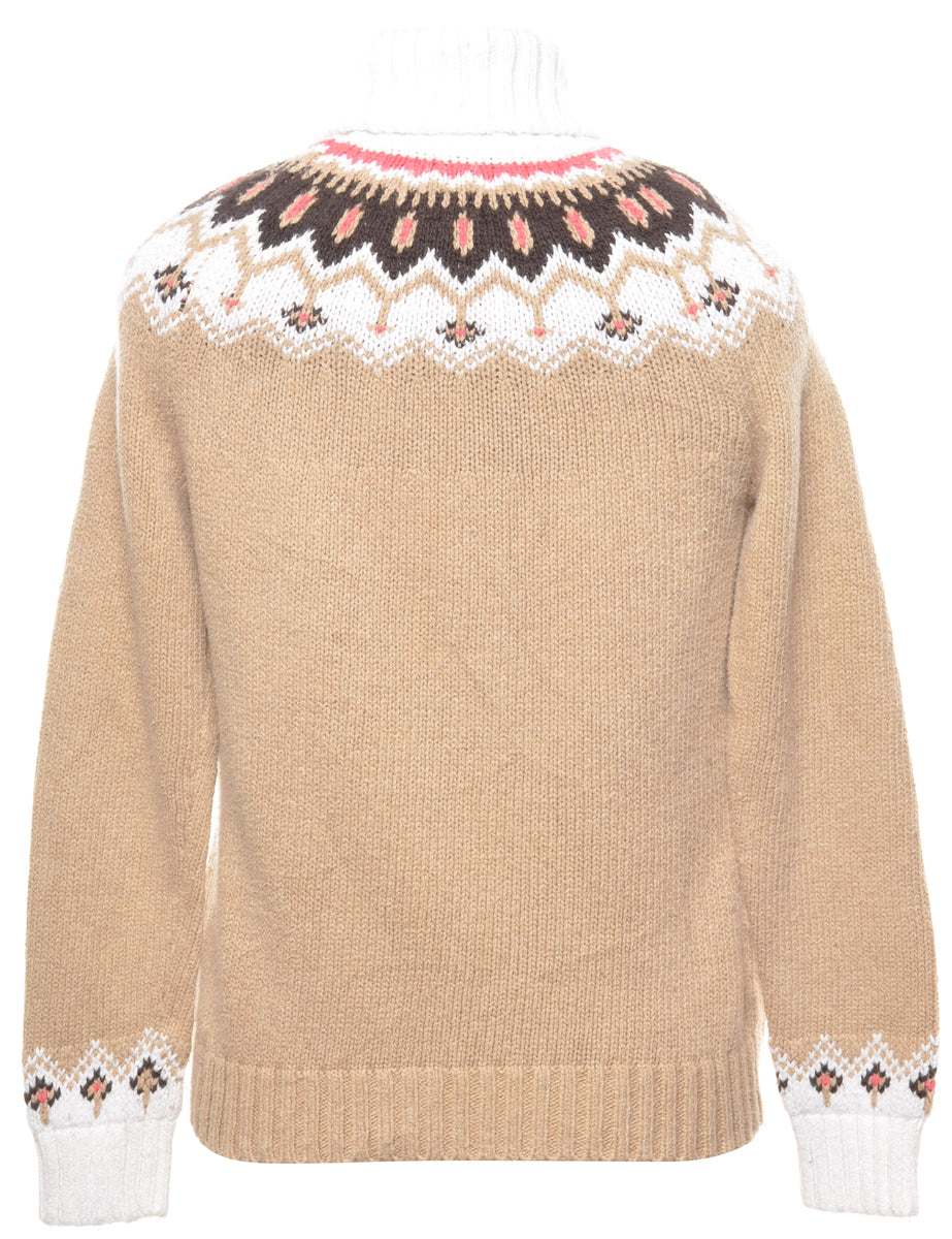 Fairisle Polo Neck Jumper - M