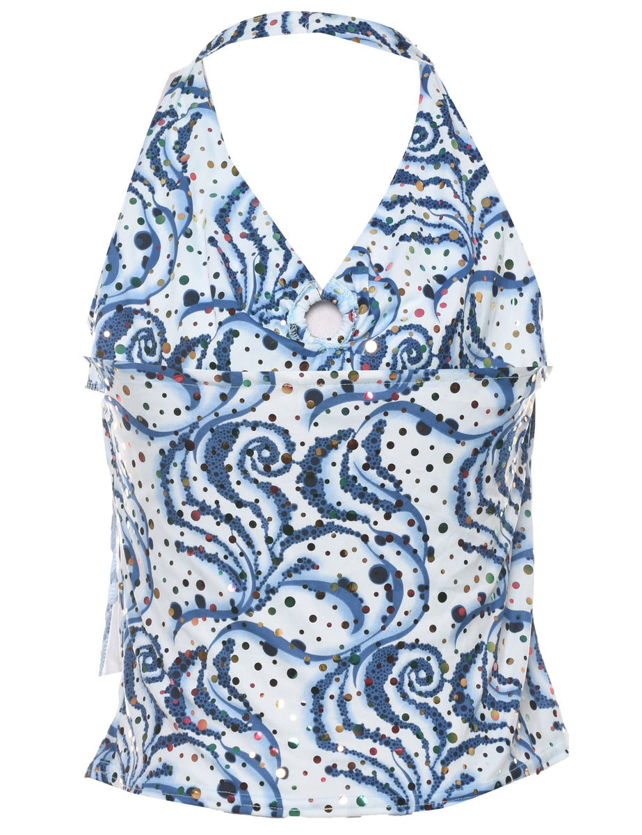 Abstract Y2K Print Evening Top - M