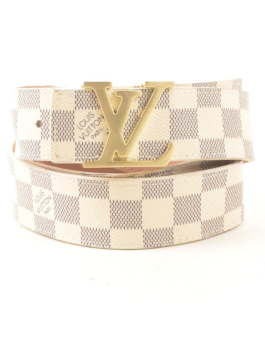Checked Pattern Fashion Belt - M