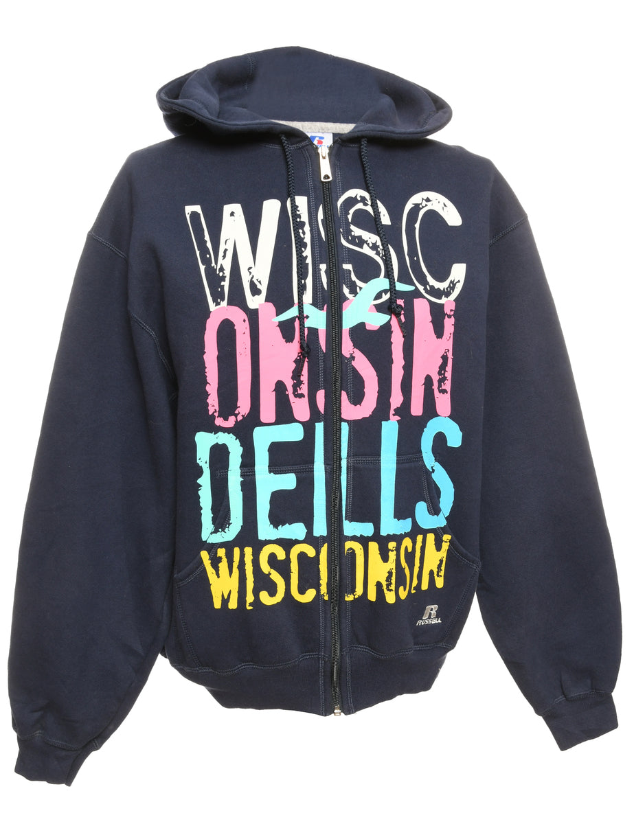 Blue Wisconsin Russell Athletic Printed Hoodie - M