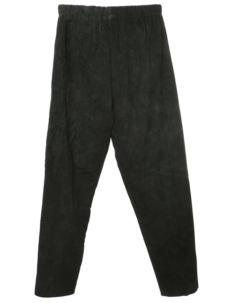 Black Suede Trousers - W26 L28