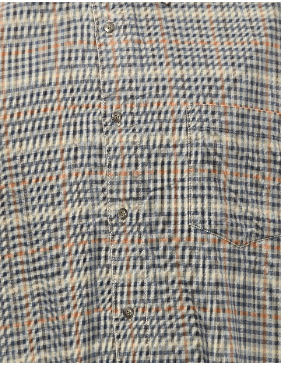 Navy & Grey Checked Shirt - L