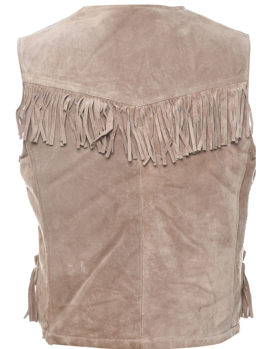 Fringing Suede Shearling Waistcoat - M