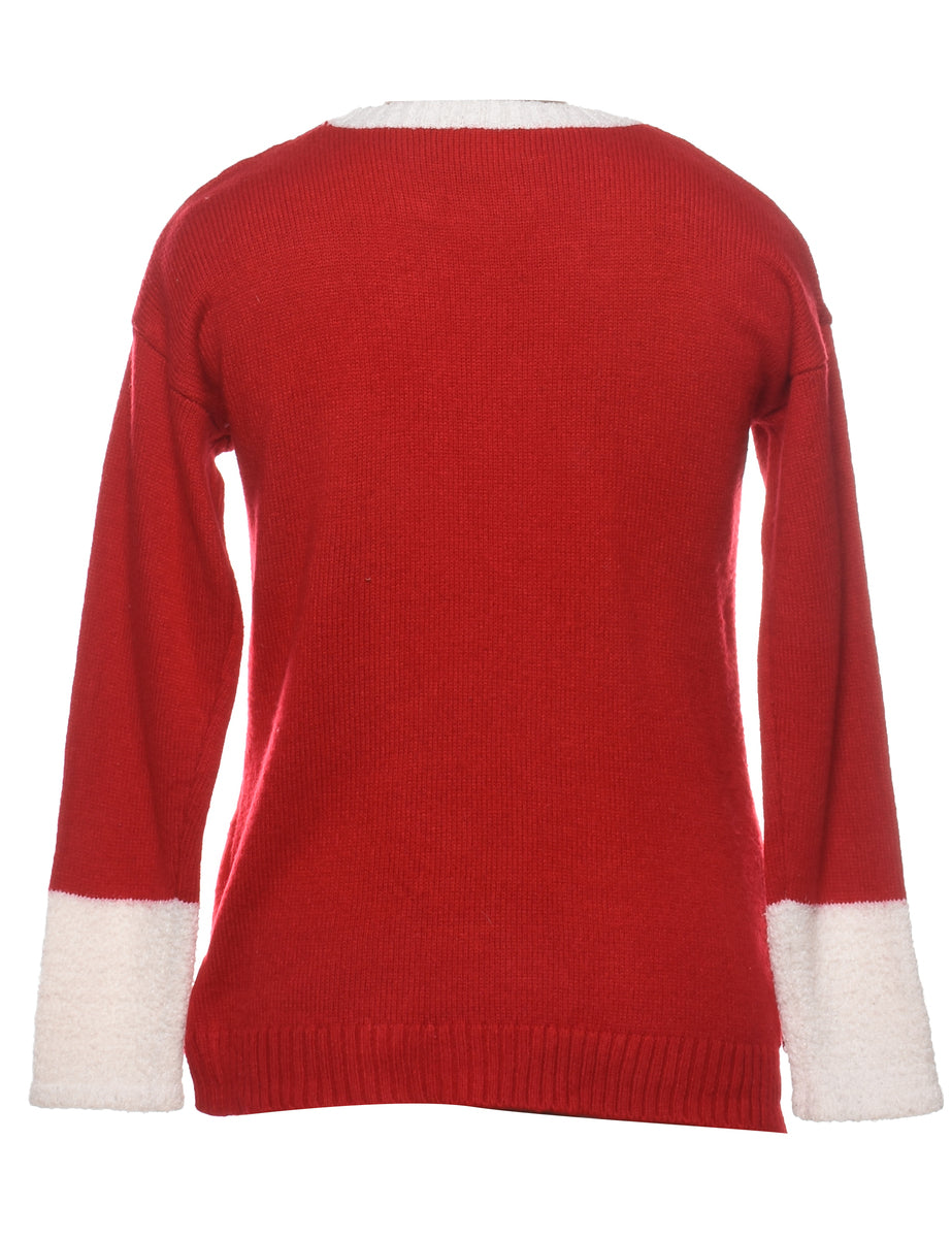 Pug Design Knit Christmas Jumper - M