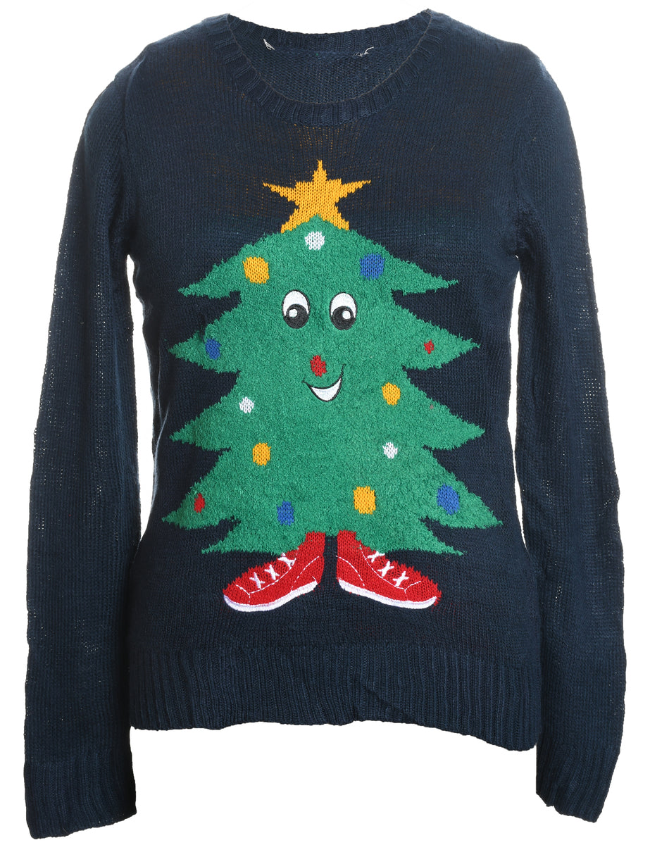 Navy Christmas Jumper - M