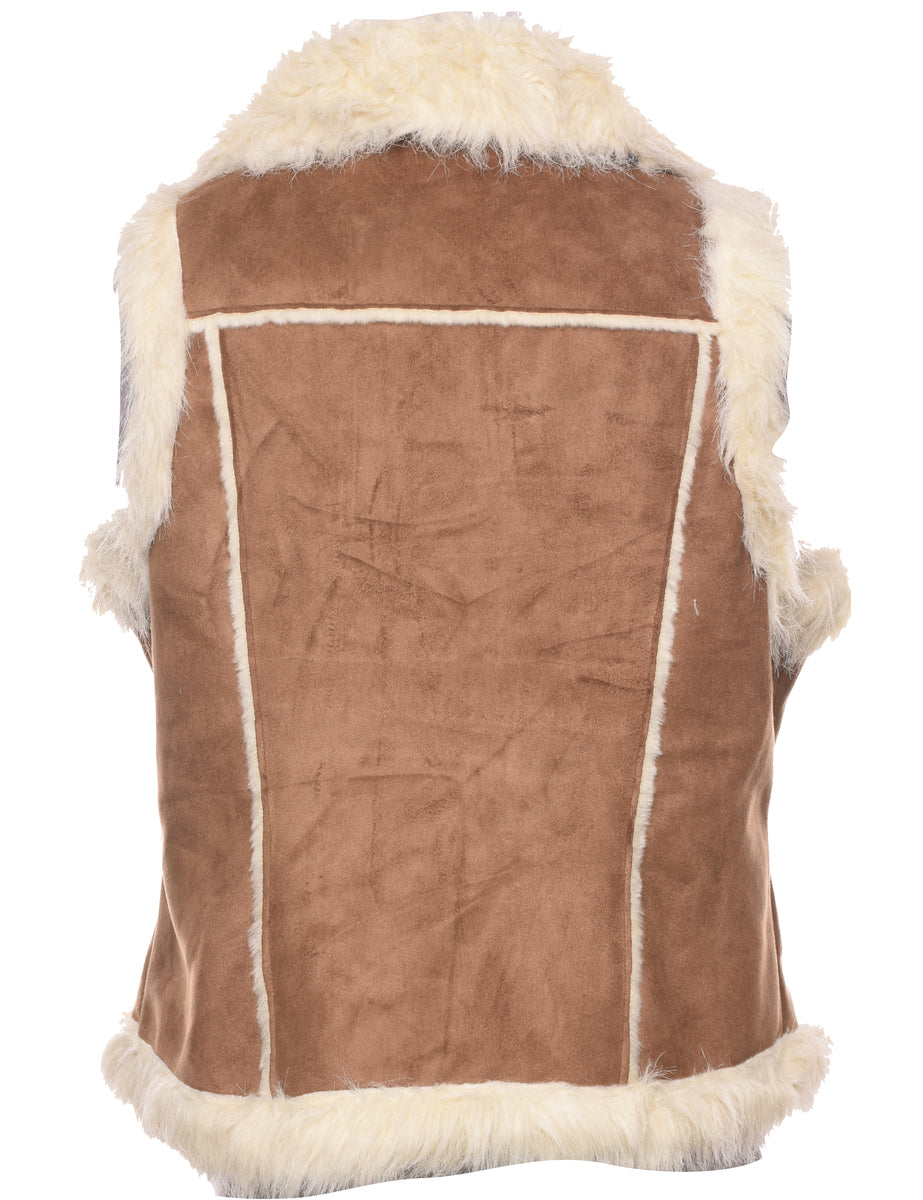 Brown Shearling Y2K Waistcoat - M