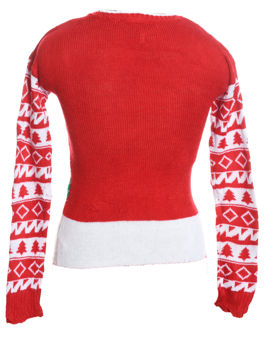 Festive Print Christmas Jumper - S