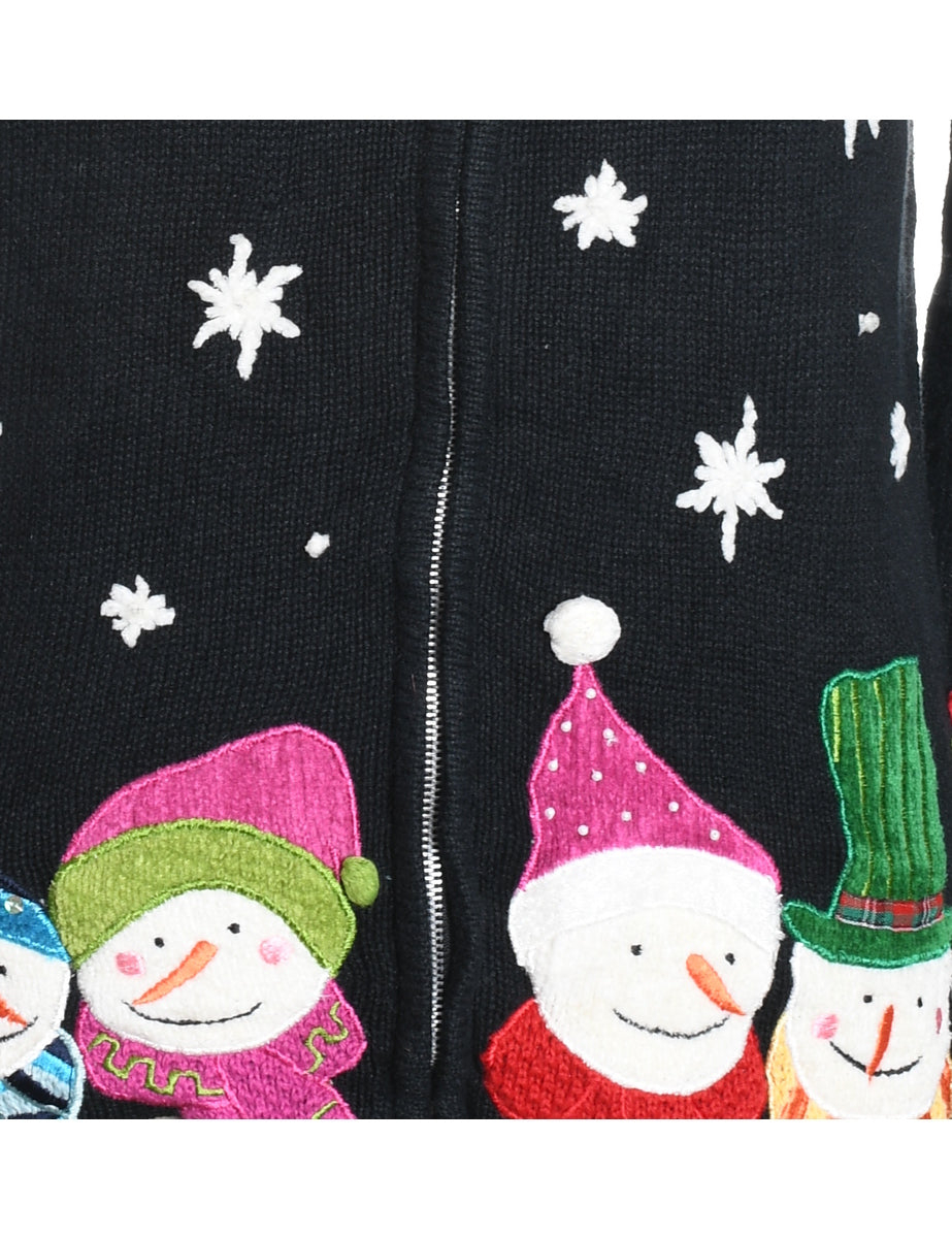 Snowman Christmas Cardigan - M