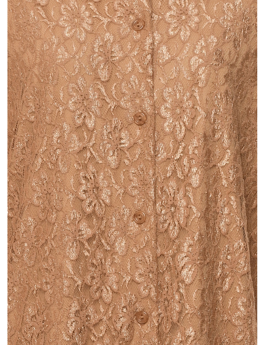 Brown Sheer Lace Shirt - XL