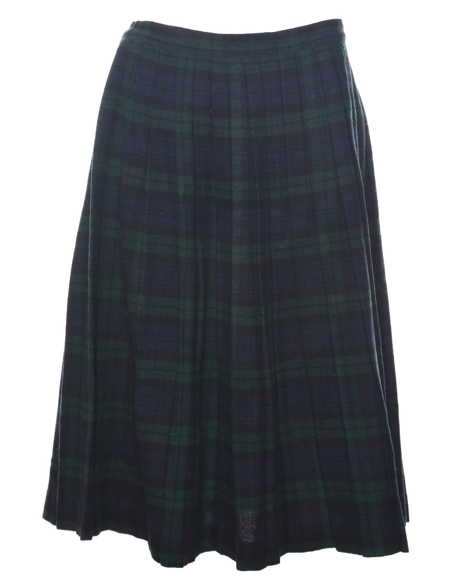Plaid Pleated Skirt - M