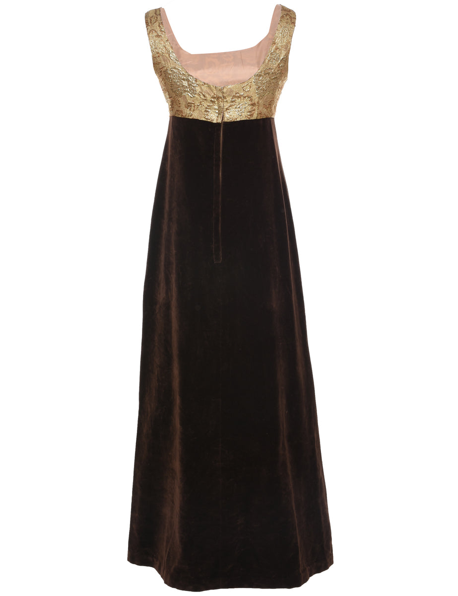 Lurex Thread Pattern Maxi Dress - S