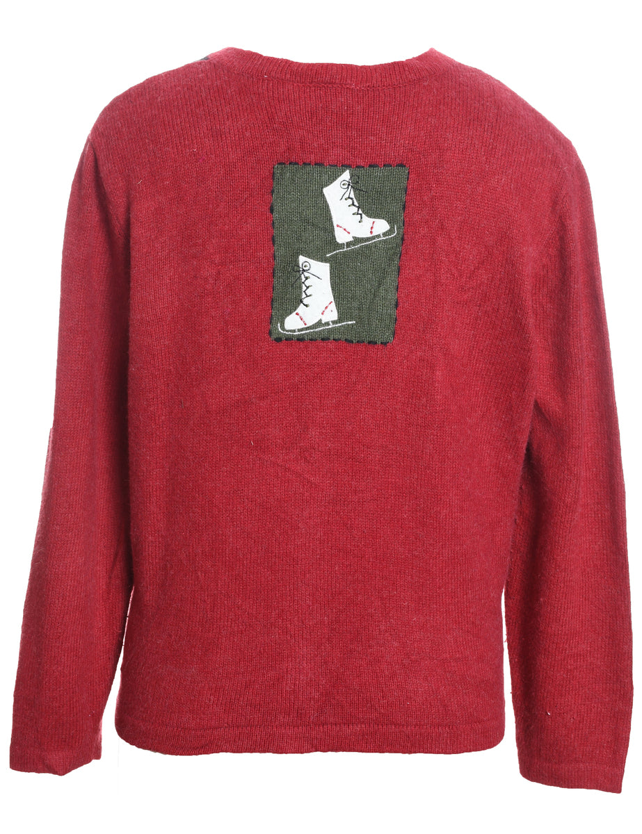 Festive Print Christmas Cardigan - L