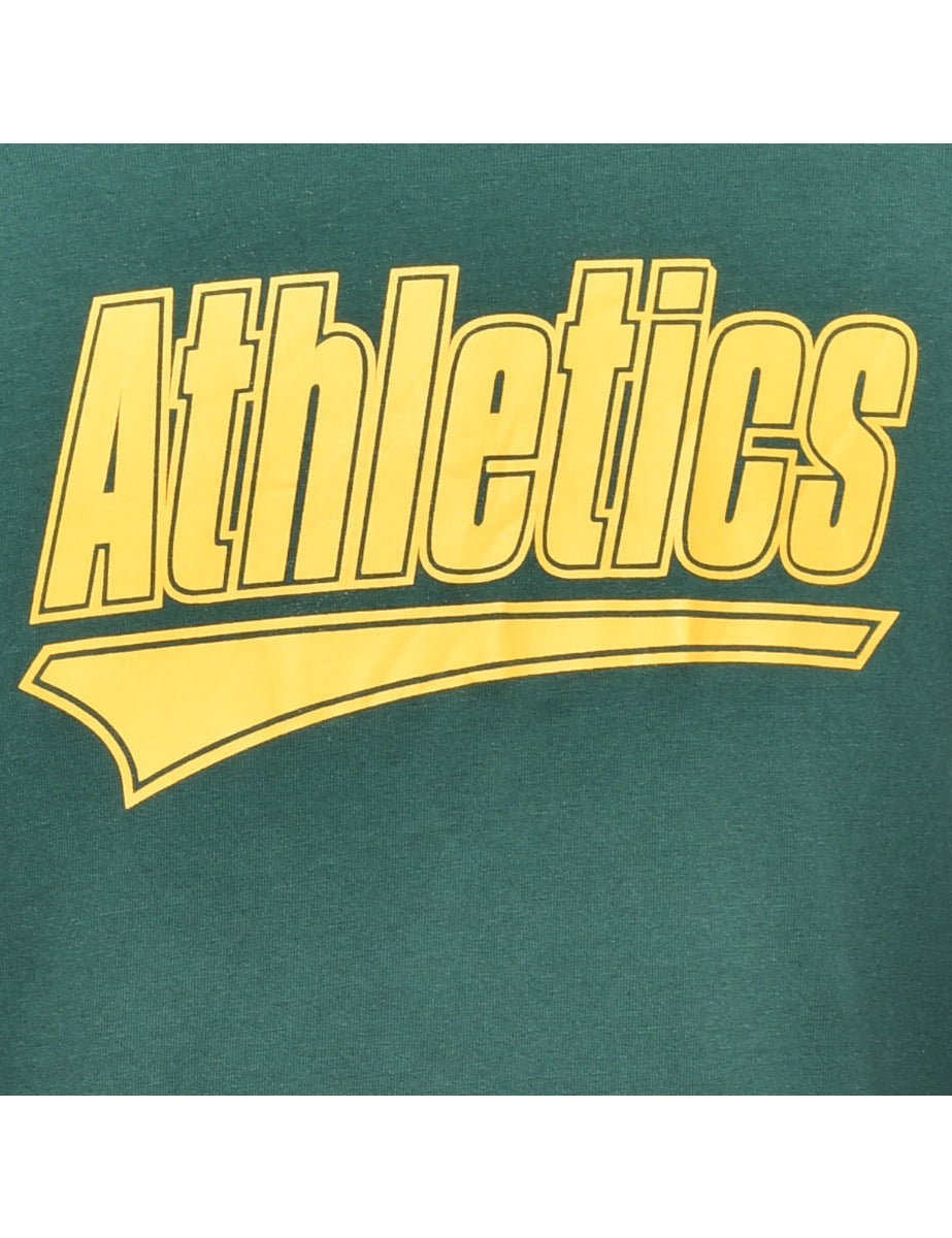 Athletics Printed Green & Yellow T-shirt - M