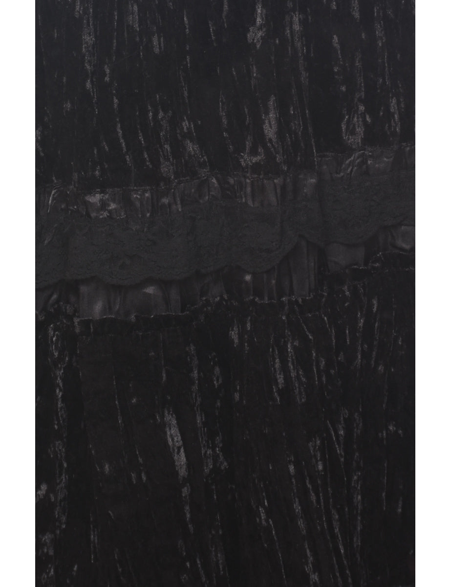 Velour Black Midi Skirt - S