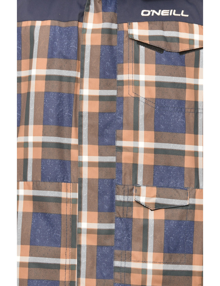 Checked Navy & Coral O'Neill Mountaineering Jacket - L