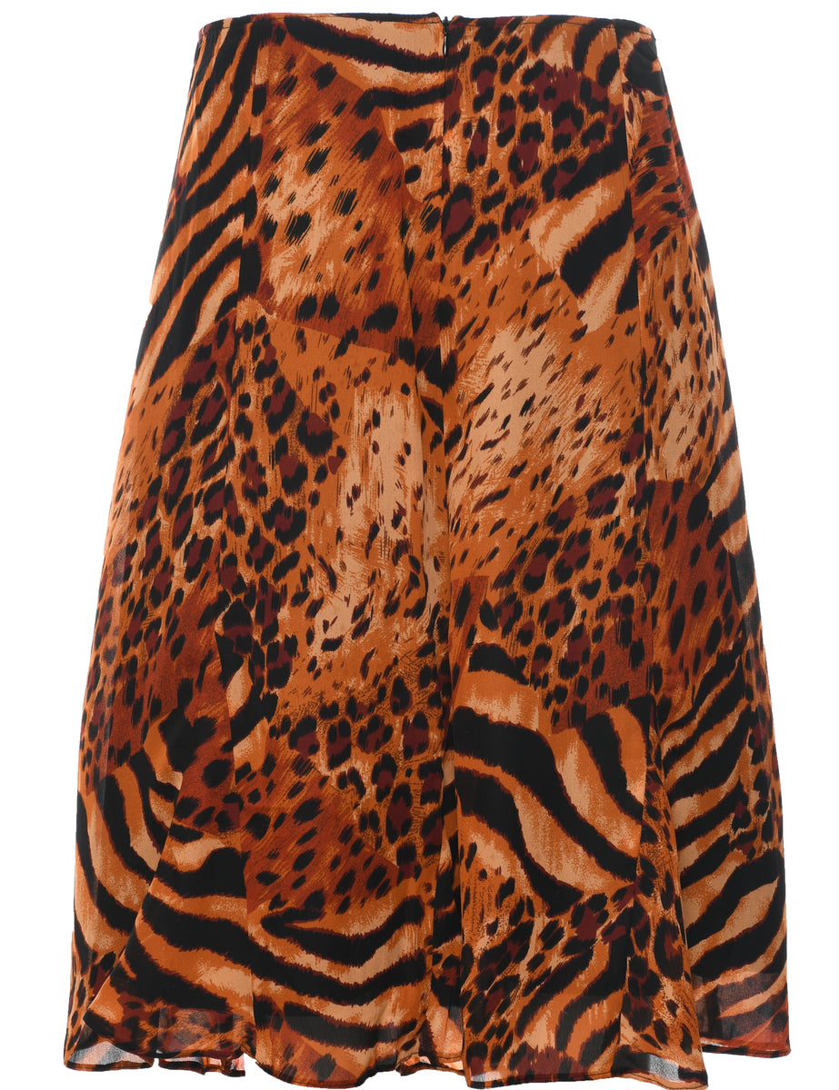 Animal Print Flared Skirt - M