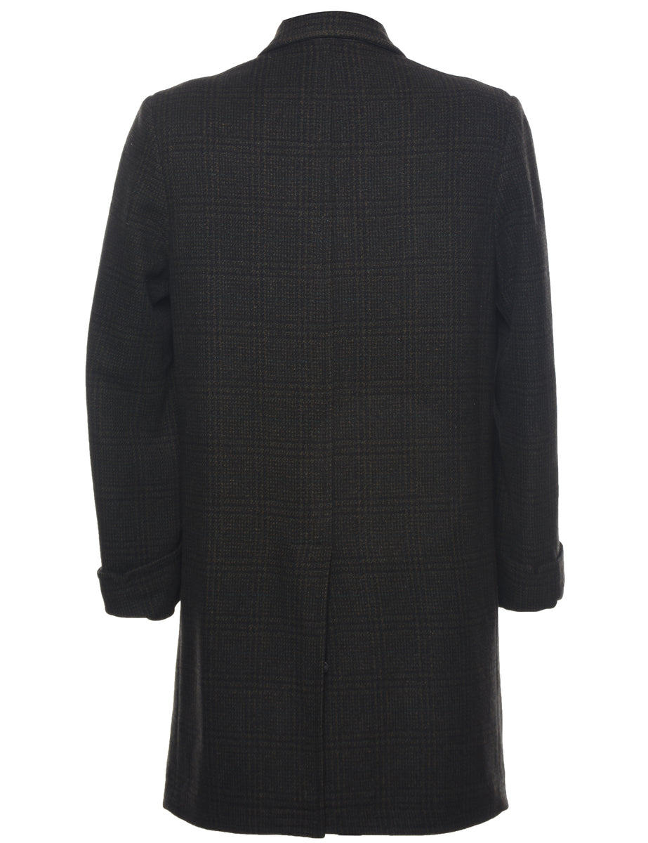 Checked Pattern Wool Coat - M
