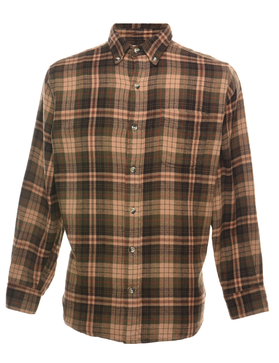 Olive Green Checked Shirt - M