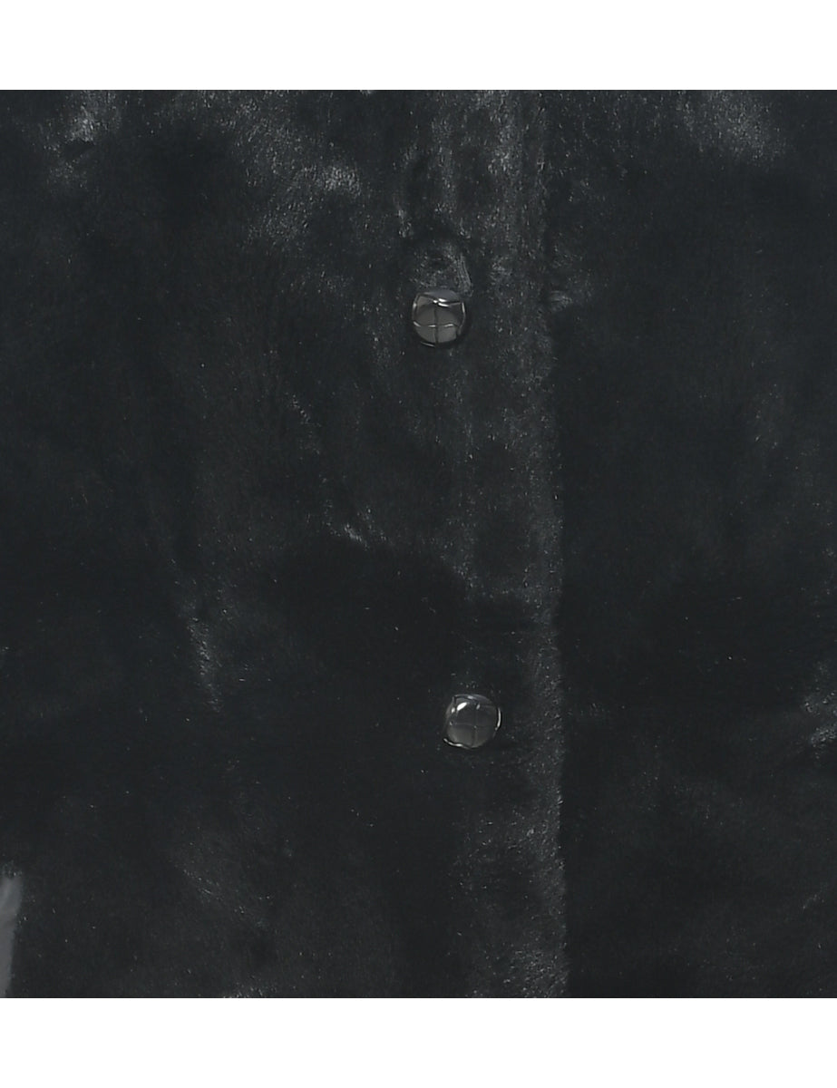 Hooded Faux Fur Coat - L