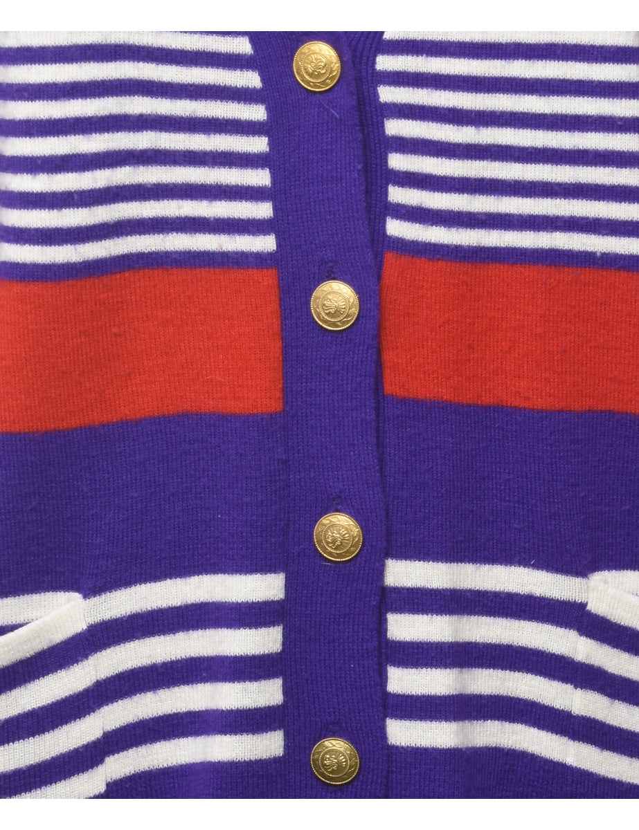 Purple Striped Cardigan - M