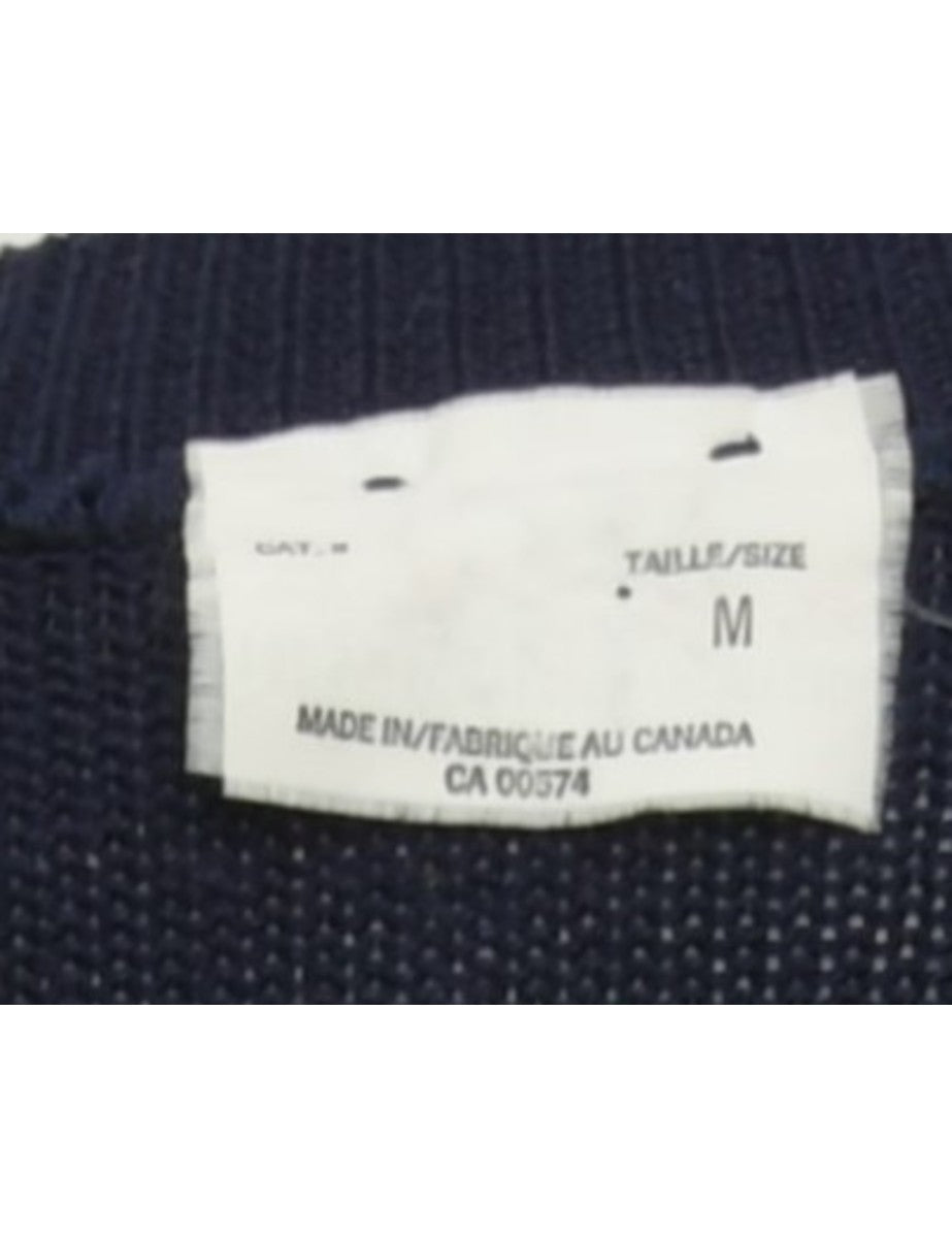 Button Through Navy Cardigan - M