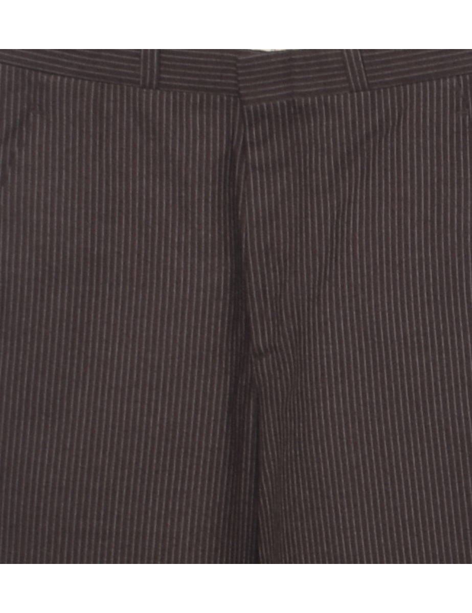 Pinstriped Brown Trousers - W29 L32