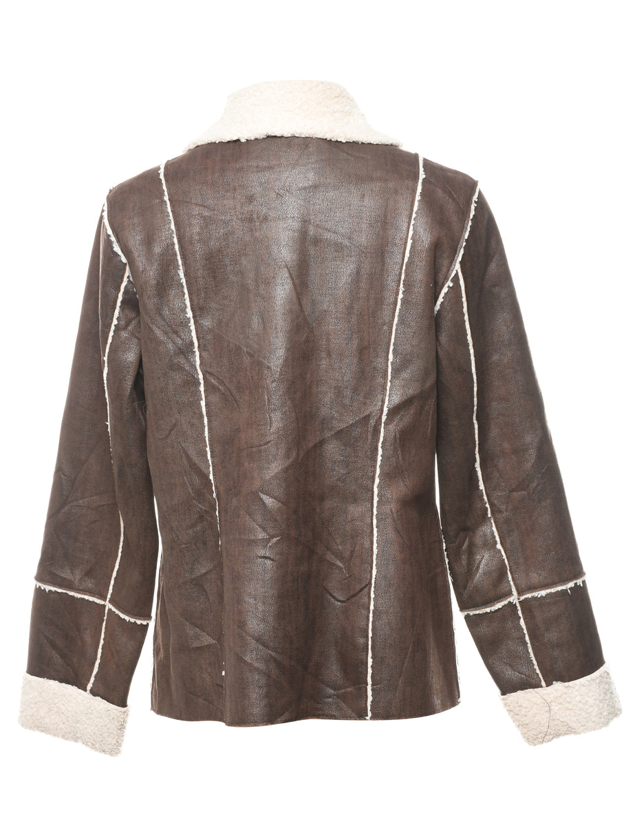 Single Breasted Shearling Lining Coat - M