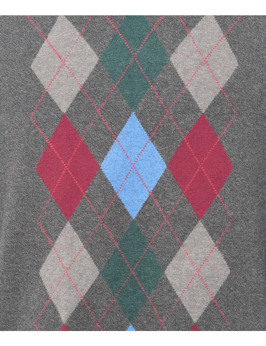 Argyle Knit Jumper - M